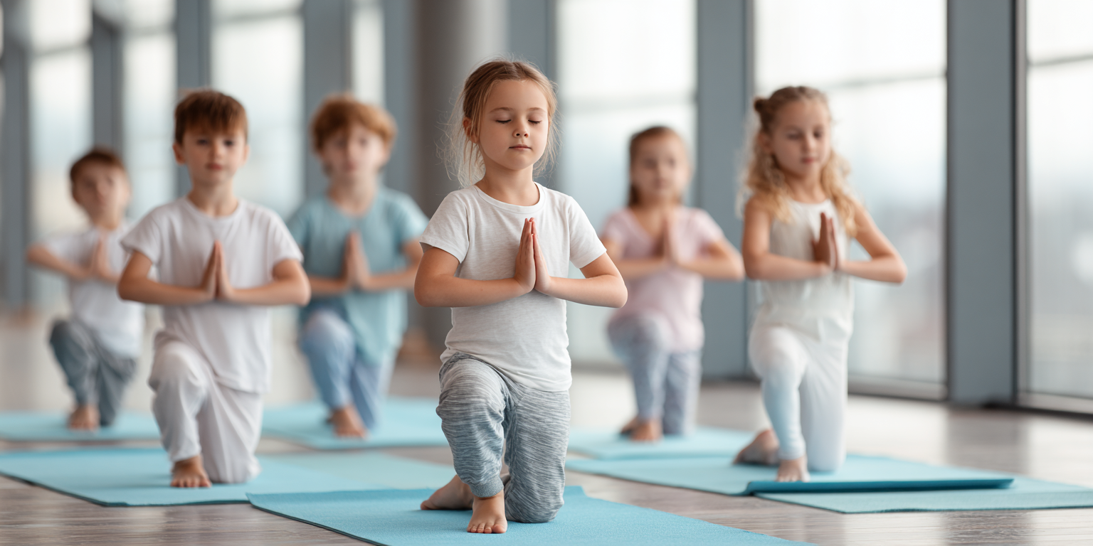 Deti pri hravej joge s úsmevom a radosťou